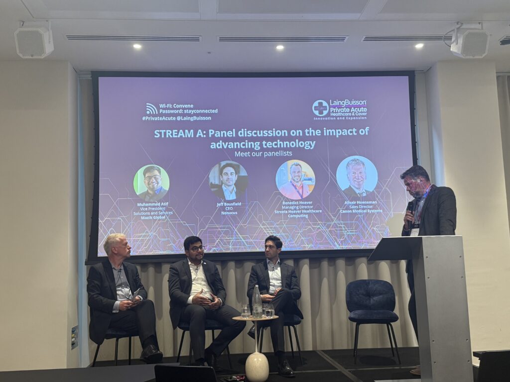 Benedict Heaver and a panel at LaingBuisson Private Acute